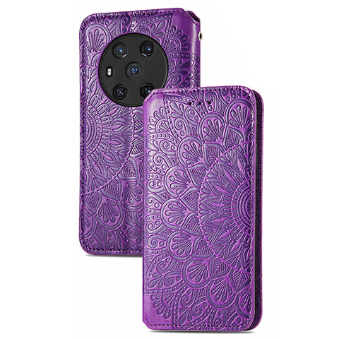 Funda de Cuero Cartera con Soporte Patron de Moda Carcasa S09D para Huawei Honor Magic3 5G Morado