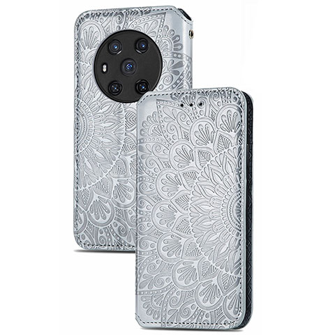 Funda de Cuero Cartera con Soporte Patron de Moda Carcasa S09D para Huawei Honor Magic3 5G Plata