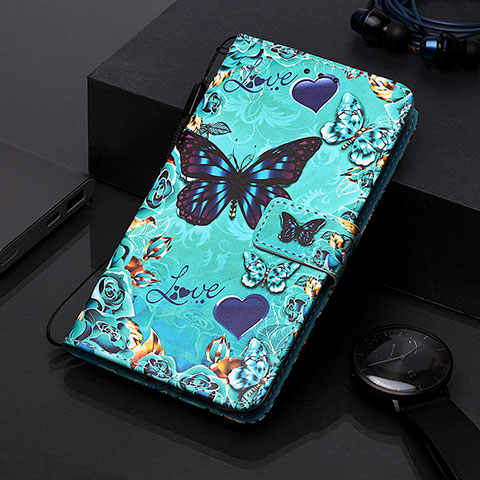 Funda de Cuero Cartera con Soporte Patron de Moda Carcasa Y01B para Samsung Galaxy A20s Azul Cielo