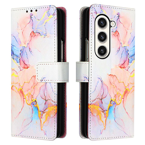 Funda de Cuero Cartera con Soporte Patron de Moda Carcasa Y01B para Samsung Galaxy Z Fold5 5G Azul