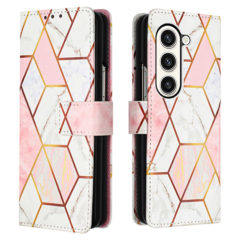 Funda de Cuero Cartera con Soporte Patron de Moda Carcasa Y01B para Samsung Galaxy Z Fold5 5G Blanco