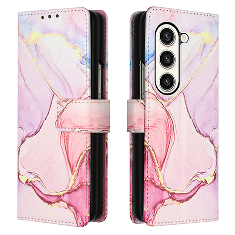 Funda de Cuero Cartera con Soporte Patron de Moda Carcasa Y01B para Samsung Galaxy Z Fold5 5G Rosa