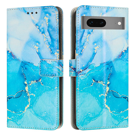 Funda de Cuero Cartera con Soporte Patron de Moda Carcasa Y01X para Google Pixel 7 5G Azul