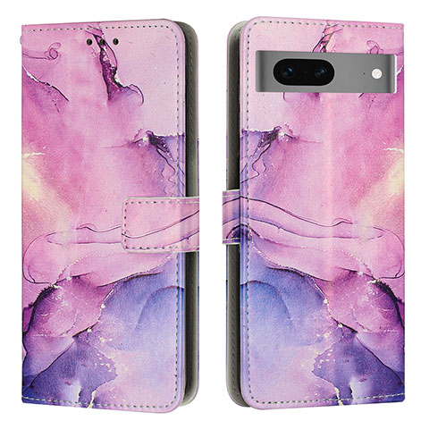 Funda de Cuero Cartera con Soporte Patron de Moda Carcasa Y01X para Google Pixel 7 5G Morado