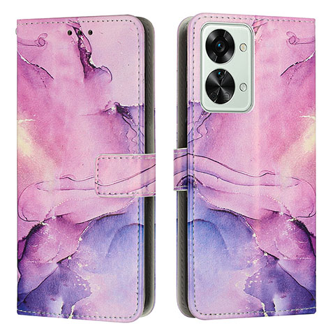 Funda de Cuero Cartera con Soporte Patron de Moda Carcasa Y01X para OnePlus Nord 2T 5G Morado