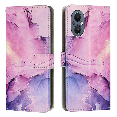 Funda de Cuero Cartera con Soporte Patron de Moda Carcasa Y01X para Oppo A96 5G Morado