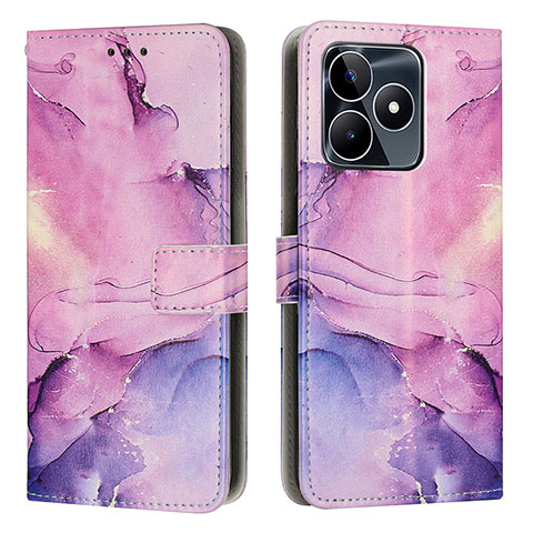 Funda de Cuero Cartera con Soporte Patron de Moda Carcasa Y01X para Realme C67 Morado