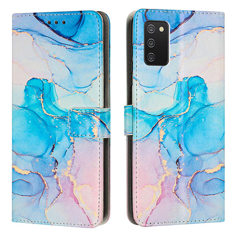 Funda de Cuero Cartera con Soporte Patron de Moda Carcasa Y01X para Samsung Galaxy A02s Azul Cielo