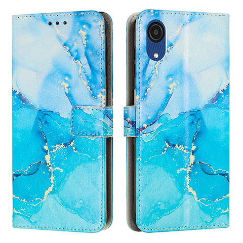 Funda de Cuero Cartera con Soporte Patron de Moda Carcasa Y01X para Samsung Galaxy A03 Core Azul