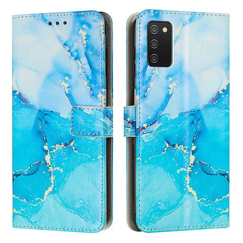 Funda de Cuero Cartera con Soporte Patron de Moda Carcasa Y01X para Samsung Galaxy A03s Azul