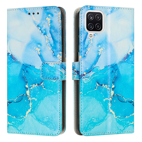 Funda de Cuero Cartera con Soporte Patron de Moda Carcasa Y01X para Samsung Galaxy A12 Azul