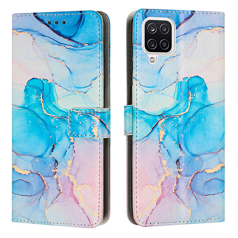 Funda de Cuero Cartera con Soporte Patron de Moda Carcasa Y01X para Samsung Galaxy A12 Azul Cielo