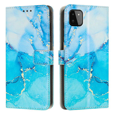 Funda de Cuero Cartera con Soporte Patron de Moda Carcasa Y01X para Samsung Galaxy A22s 5G Azul