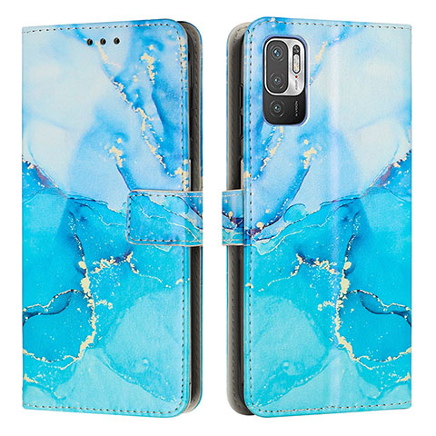 Funda de Cuero Cartera con Soporte Patron de Moda Carcasa Y01X para Xiaomi POCO M3 Pro 5G Azul