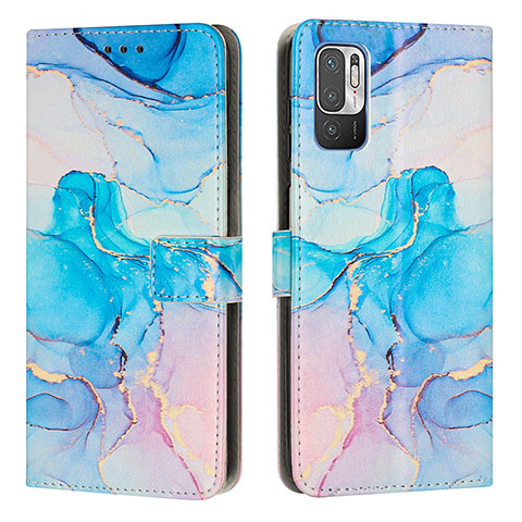 Funda de Cuero Cartera con Soporte Patron de Moda Carcasa Y01X para Xiaomi POCO M3 Pro 5G Azul Cielo