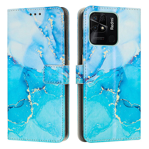 Funda de Cuero Cartera con Soporte Patron de Moda Carcasa Y01X para Xiaomi Redmi 10 India Azul