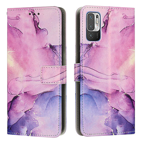 Funda de Cuero Cartera con Soporte Patron de Moda Carcasa Y01X para Xiaomi Redmi Note 10T 5G Morado