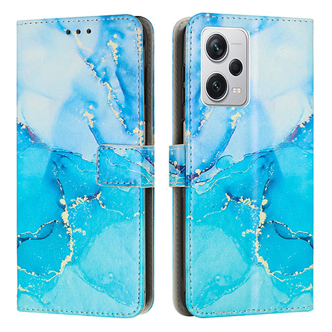 Funda de Cuero Cartera con Soporte Patron de Moda Carcasa Y01X para Xiaomi Redmi Note 12 Pro 5G Azul