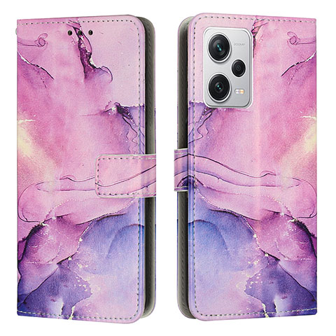 Funda de Cuero Cartera con Soporte Patron de Moda Carcasa Y01X para Xiaomi Redmi Note 12 Pro 5G Morado