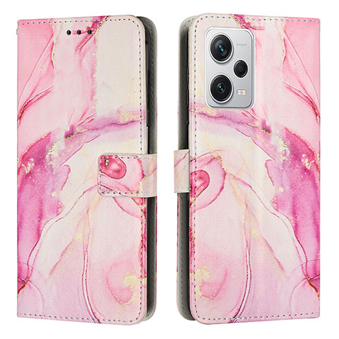 Funda de Cuero Cartera con Soporte Patron de Moda Carcasa Y01X para Xiaomi Redmi Note 12 Pro 5G Rosa