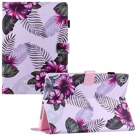 Funda de Cuero Cartera con Soporte Patron de Moda Carcasa Y02B para Apple iPad Air 2 Morado