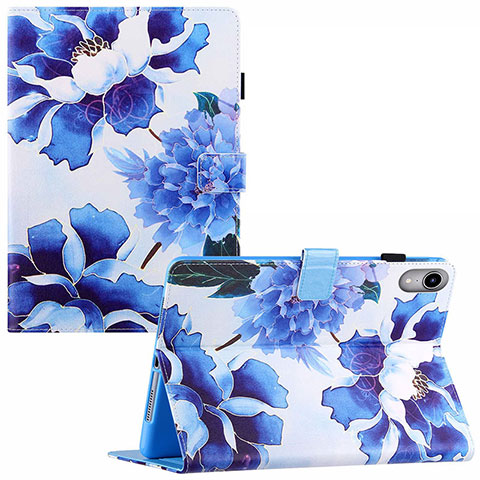 Funda de Cuero Cartera con Soporte Patron de Moda Carcasa Y02B para Apple iPad Mini 6 Azul