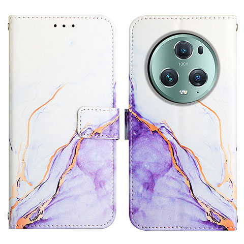 Funda de Cuero Cartera con Soporte Patron de Moda Carcasa Y02B para Huawei Honor Magic5 Pro 5G Morado