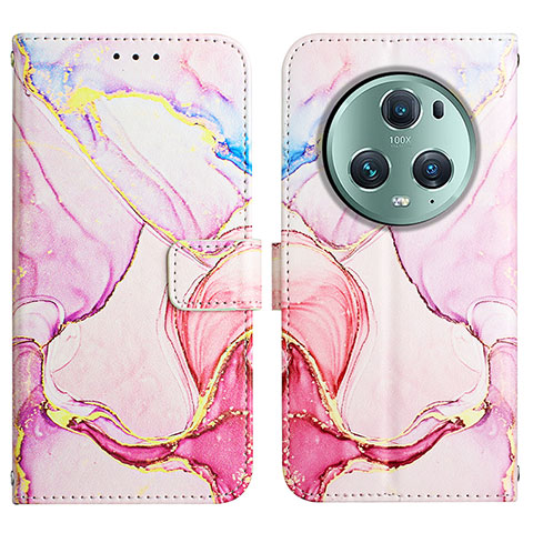 Funda de Cuero Cartera con Soporte Patron de Moda Carcasa Y02B para Huawei Honor Magic5 Pro 5G Rosa