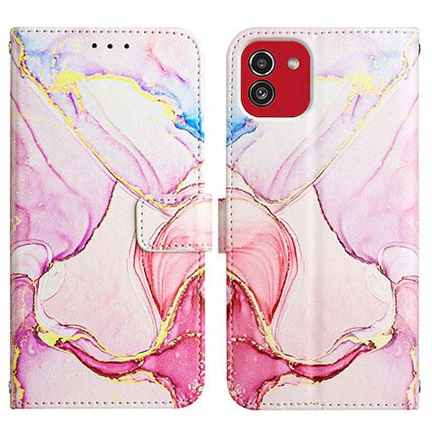 Funda de Cuero Cartera con Soporte Patron de Moda Carcasa Y02B para Samsung Galaxy A03 Rosa