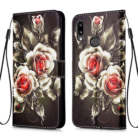 Funda de Cuero Cartera con Soporte Patron de Moda Carcasa Y02B para Samsung Galaxy A10s Negro