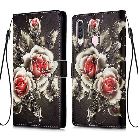 Funda de Cuero Cartera con Soporte Patron de Moda Carcasa Y02B para Samsung Galaxy A20s Negro