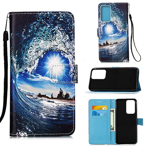 Funda de Cuero Cartera con Soporte Patron de Moda Carcasa Y02B para Samsung Galaxy A33 5G Azul Real