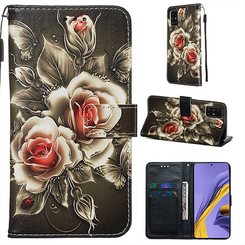 Funda de Cuero Cartera con Soporte Patron de Moda Carcasa Y02B para Samsung Galaxy A51 4G Negro