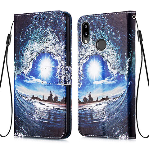 Funda de Cuero Cartera con Soporte Patron de Moda Carcasa Y02B para Samsung Galaxy M01s Azul Real