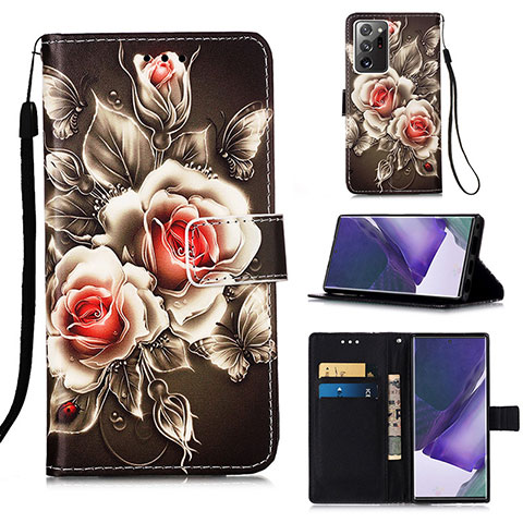 Funda de Cuero Cartera con Soporte Patron de Moda Carcasa Y02B para Samsung Galaxy Note 20 Ultra 5G Negro