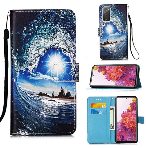 Funda de Cuero Cartera con Soporte Patron de Moda Carcasa Y02B para Samsung Galaxy S20 Lite 5G Azul Real