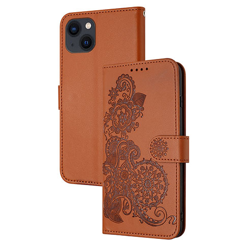 Funda de Cuero Cartera con Soporte Patron de Moda Carcasa Y02X para Apple iPhone 13 Marron