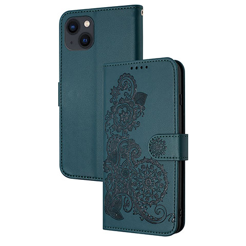 Funda de Cuero Cartera con Soporte Patron de Moda Carcasa Y02X para Apple iPhone 14 Plus Verde