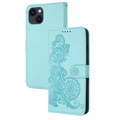 Funda de Cuero Cartera con Soporte Patron de Moda Carcasa Y02X para Apple iPhone 15 Azul Cielo