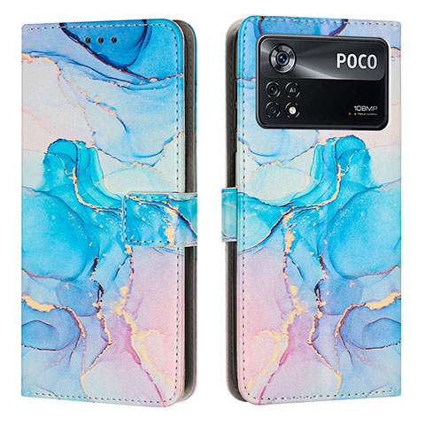 Funda de Cuero Cartera con Soporte Patron de Moda Carcasa Y02X para Xiaomi Poco X4 Pro 5G Azul Cielo