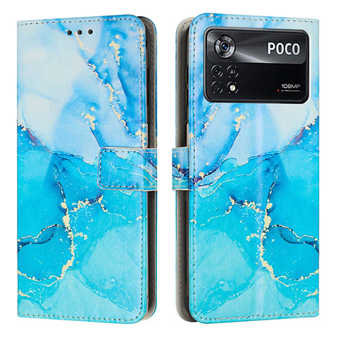 Funda de Cuero Cartera con Soporte Patron de Moda Carcasa Y02X para Xiaomi Redmi Note 11E Pro 5G Azul