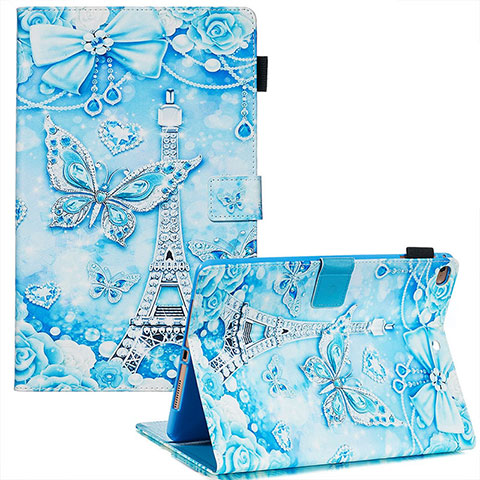 Funda de Cuero Cartera con Soporte Patron de Moda Carcasa Y03B para Apple iPad Air 2 Azul Claro