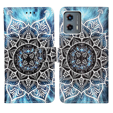 Funda de Cuero Cartera con Soporte Patron de Moda Carcasa Y03B para Motorola Moto G 5G (2023) Azul