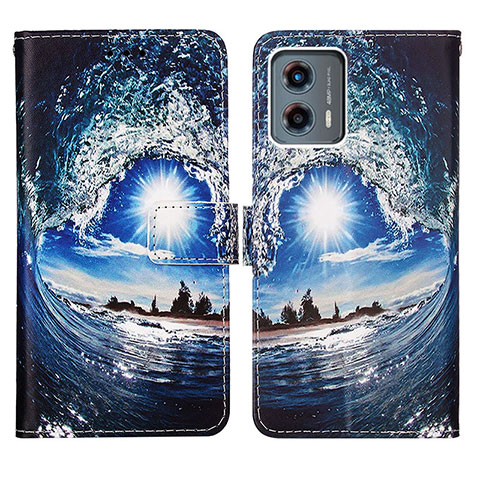 Funda de Cuero Cartera con Soporte Patron de Moda Carcasa Y03B para Motorola Moto G 5G (2023) Azul Real