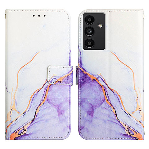 Funda de Cuero Cartera con Soporte Patron de Moda Carcasa Y03B para Samsung Galaxy A04s Purpura Claro