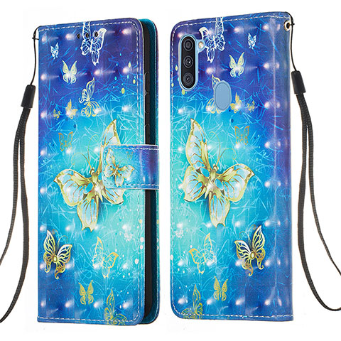 Funda de Cuero Cartera con Soporte Patron de Moda Carcasa Y03B para Samsung Galaxy A11 Azul Cielo