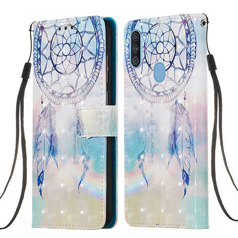 Funda de Cuero Cartera con Soporte Patron de Moda Carcasa Y03B para Samsung Galaxy A11 Azul Claro