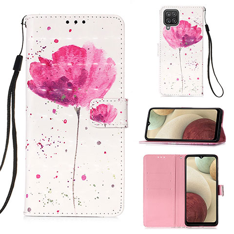 Funda de Cuero Cartera con Soporte Patron de Moda Carcasa Y03B para Samsung Galaxy A12 5G Rosa