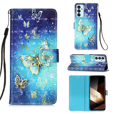 Funda de Cuero Cartera con Soporte Patron de Moda Carcasa Y03B para Samsung Galaxy A15 4G Azul Cielo