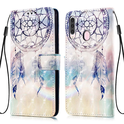 Funda de Cuero Cartera con Soporte Patron de Moda Carcasa Y03B para Samsung Galaxy A20s Azul Claro